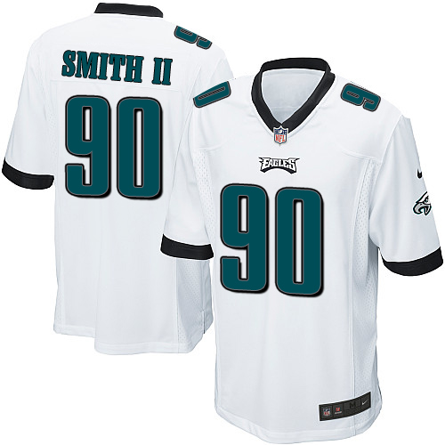 Men's Game Marcus Smith II Nike Jersey White Road - #90 NFL Philadelphia Eagles